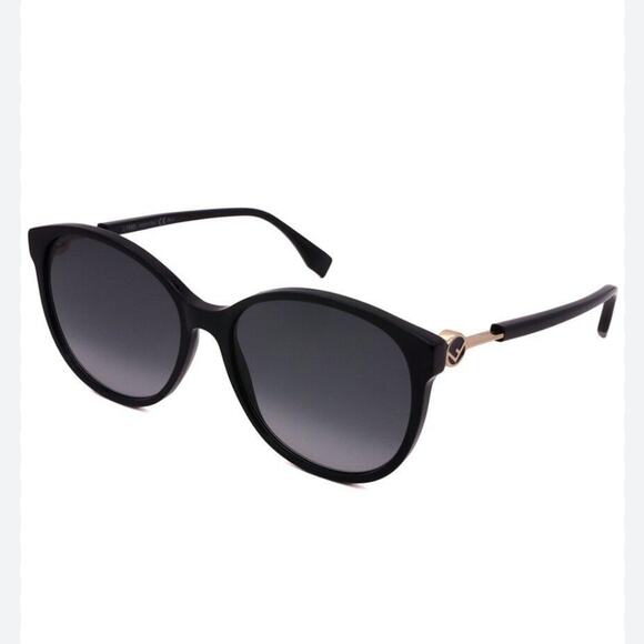 NWT$325 FENDI FF Black Grey Shaded Round 0412/S 203274 (807 9O) 58mm Sunglasses main image 5